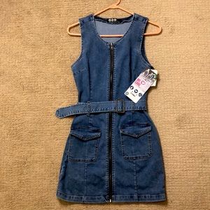 Rewash denim zip-up dress